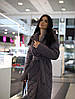 Пальто демі жіноче стьобане під пояс на силіконі Стокгольм индиго, фото 5