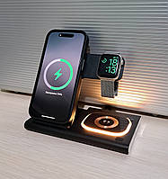3 в 1 Бездротова зарядка A80 для iPhone Apple Watch AirPods Samsung годинника навушників