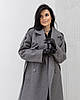Пальто жіноче двобортне вовняне демі Манхеттен діагональ Сіре, фото 8