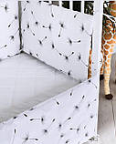 Захист суцільні бортики бампер на 4 сторони в дитяче ліжечко 120*60 см на завязочках висота 37 см, фото 2