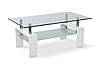 Стіл журнальний Кватро білий (скло/метал/дерево), фото 2