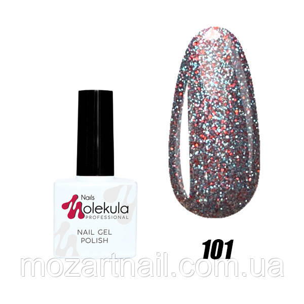 Гель-лак Nails Molekula 101 (червоно блакитне мерехтіння), 11ml, фото 1
