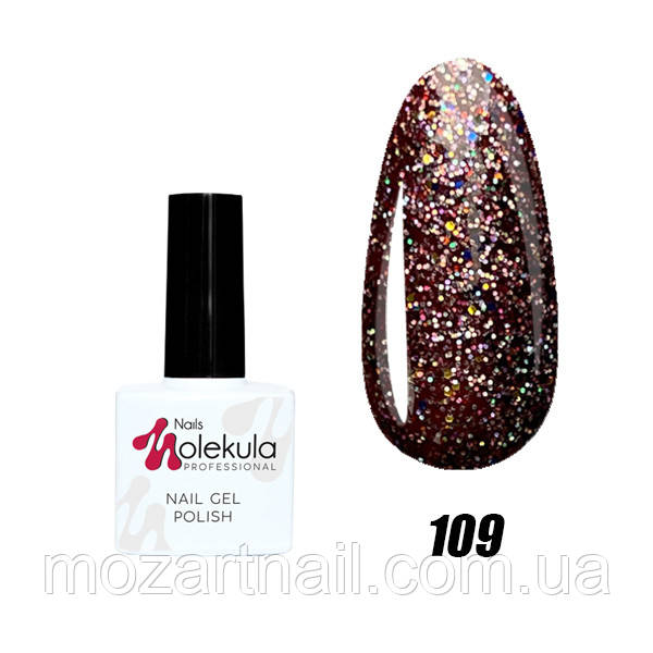 Гель-лак Nails Molekula 109 (іскристий бордовий), 11ml
