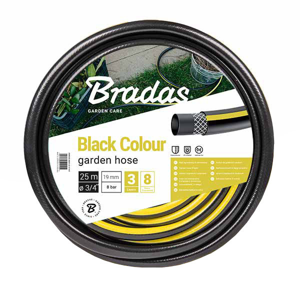 Шланг для полива BLACK COLOUR 3/4″ 25м, Bradas Польща черный WBC3/425