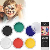 Краски для лица и тела Poetry Shadow на водной основе для вечеринок и Хэллоуина Аквагрим 6 цветов