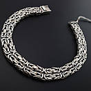 Чоловічий срібний браслет подвійний лисячий хвіст Фокс. Браслет на руку широкий замок коробка 23 см, фото 6