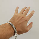 Чоловічий срібний браслет подвійний лисячий хвіст Фокс. Браслет на руку замок коробка 22 розмір, фото 3