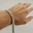 Чоловічий срібний браслет подвійний лисячий хвіст Фокс. Браслет на руку широкий замок коробка 23 см, фото 3