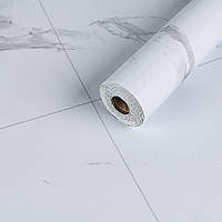 Самоклеющаяся виниловая плитка в рулоне Кафель белый мрамор 3000x600x1,5мм