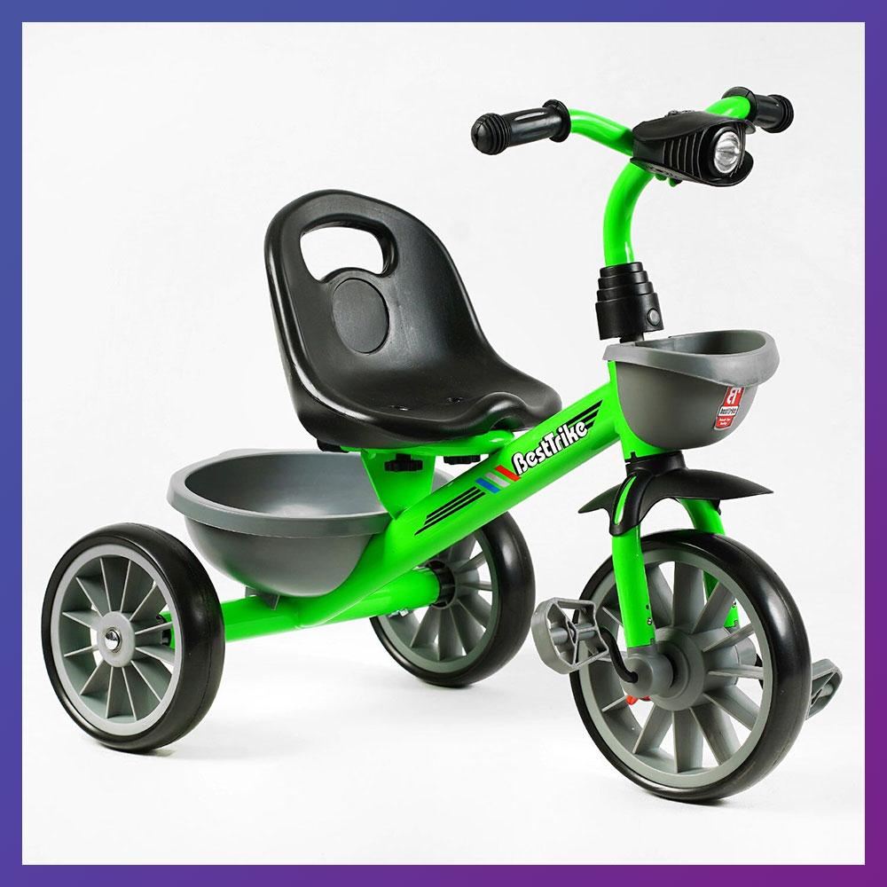 Дитячий триколісний велосипед Best Trike BS-14640 фара з музикою і світлом 2 кошики Зелений, фото 1