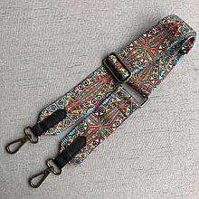Плечовий ремінь для сумки широкий текстильний бронзова фурнітура 10006 чорна лямка Різнокольорий