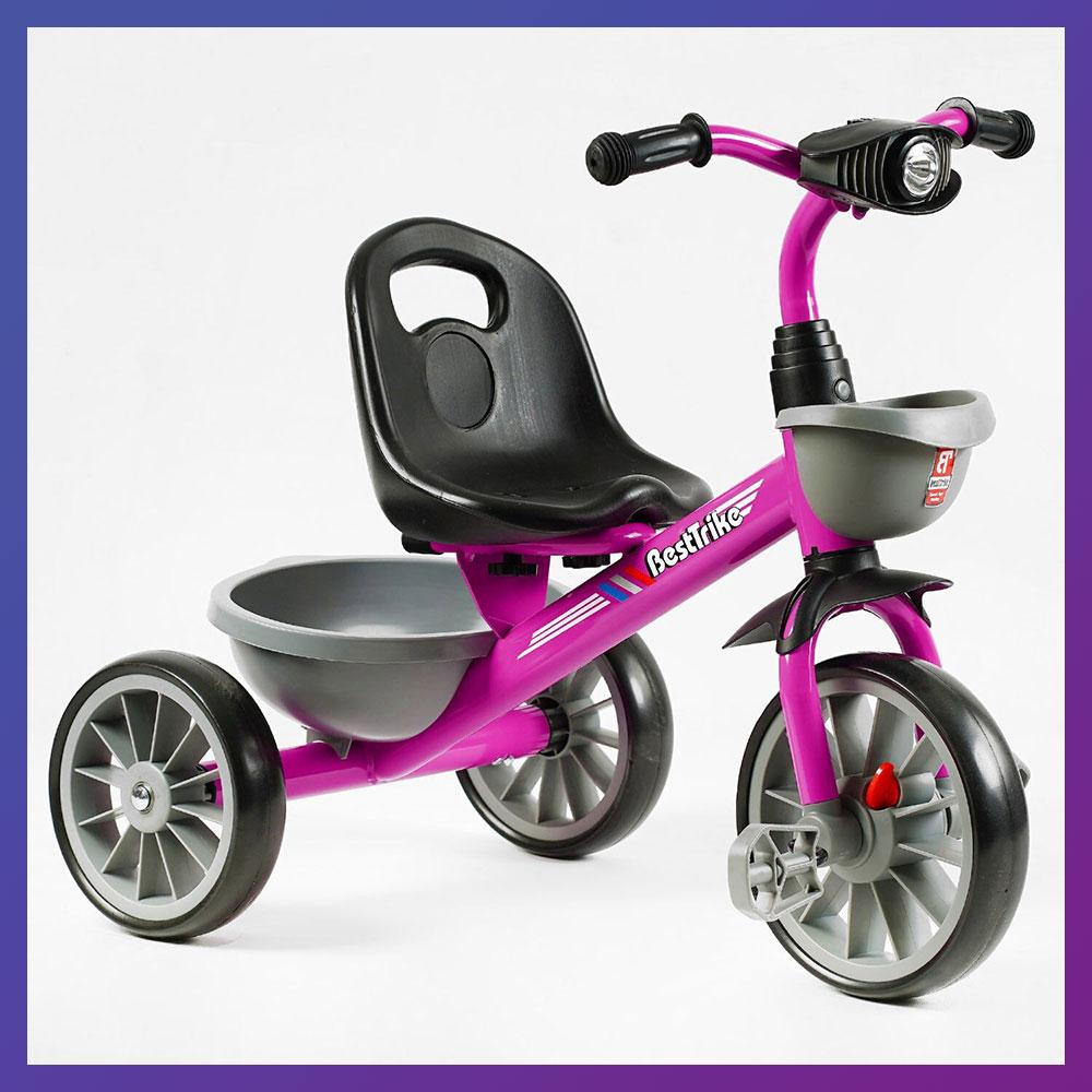 Дитячий триколісний велосипед Best Trike BS-44101 фара з музикою і світлом 2 кошики Фіолетовий, фото 1