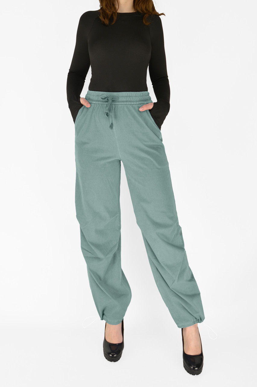 Джинси літні жіночі бавовняні Штани карго парашут літні Зелений