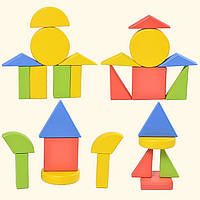 Детская развивающая игрушка ZW-9988 доска-вкладыш деревянные красочные фигурки 15 элементов