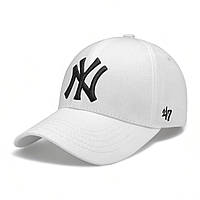 Кепка Бейсболка NY "47" - Вышивка черная \ Белая \ M (54-58)