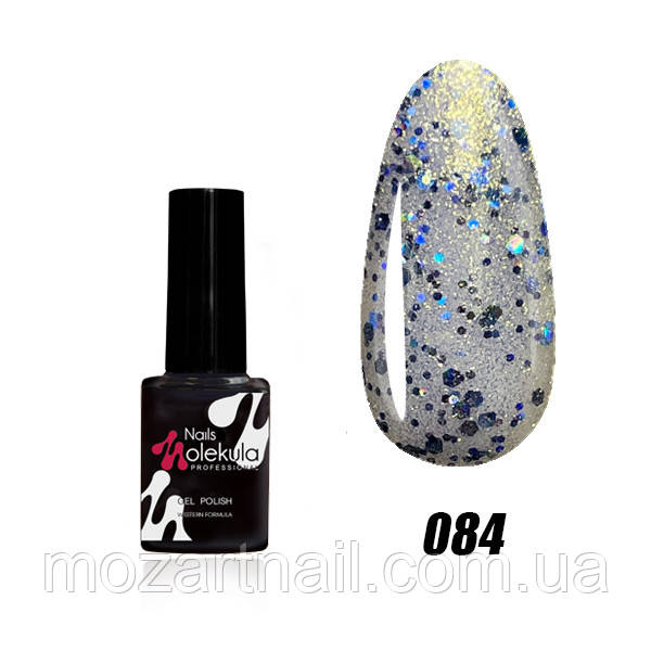 Гель-лак Nails Molekula 84 (синій глітер), 6ml