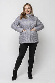 Весняна жіноча сіра куртка 1057 великого розміру 52 - 68