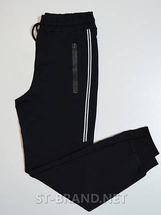 XL,2XL. Чоловічі трикотажні спортивні штани з манжетами, весна / осінь - чорні, фото 2