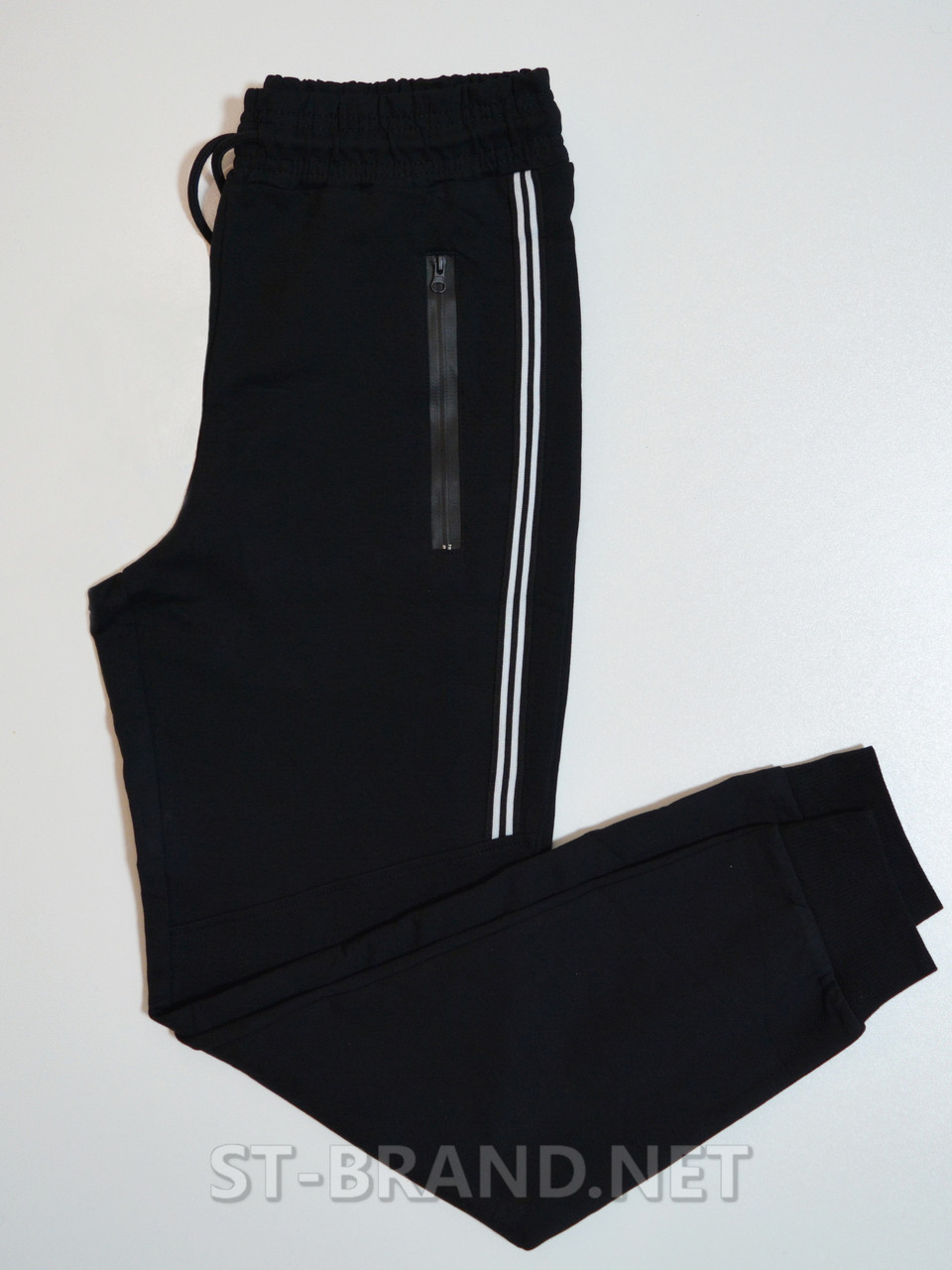 XL,2XL. Чоловічі трикотажні спортивні штани з манжетами, весна / осінь - чорні