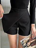 Жіноча чорна спідниця-шорти коротка в розмірах 42-48 висока посадка костюмна тканина