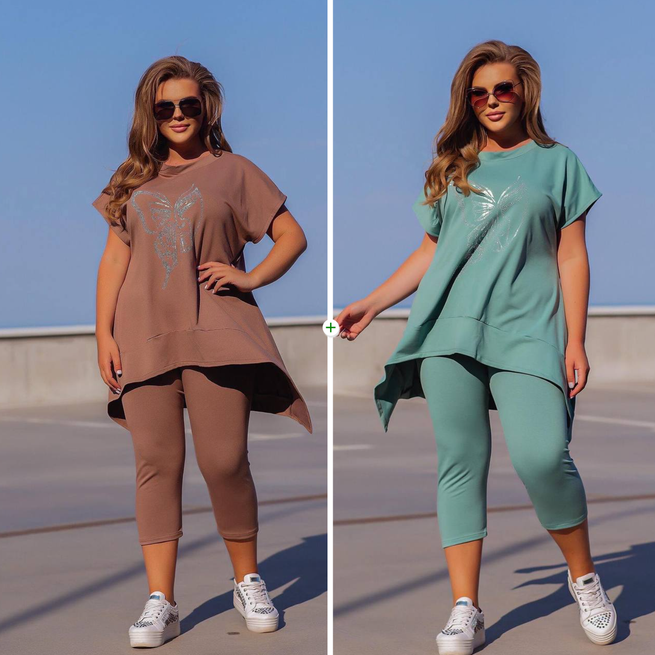 Літній костюм двійка туніка вільного крою рапеція та штани на резинці, фото 1