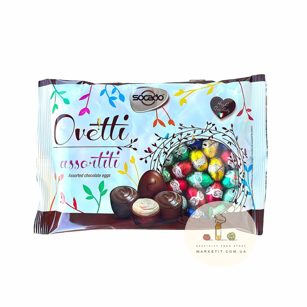 Шоколадні яйця Socado Ovetti Assortiti, з праліне 450 г.