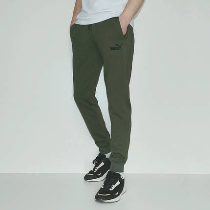 S (46-48). Чоловічі спортивні штани на манжеті, з якісного трикотажу двунитки - оливкові (хакі), фото 2