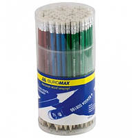 Карандаши BUROMAX 8507-100 графитовые с резинкой HB в тубусе (100 шт. в упаковке)