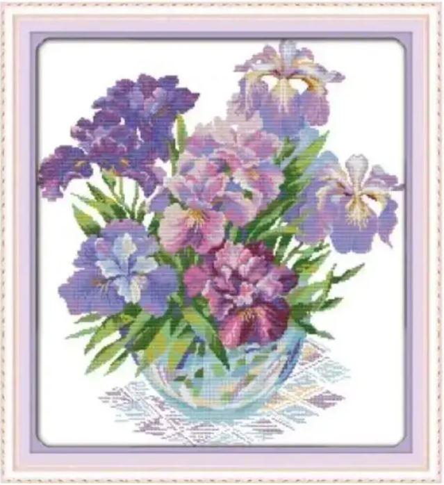 Набір для вишивання за нанесеною на канву схемою"Purple iris ". AIDA 14CT printed , 51*46 см