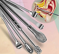Набор приборов для чистки и гигиены ушей многоразовый с чехлом устройства для чистки ушей 6 предметов желтый