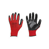 Перчатки робочі з нітриловим покриттям р10 (черв + черн манжет без підвісу/хедера) рукавички СИЛА