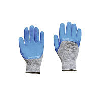 Перчатки рабочие с вспененным латексным покрытием р10 (серый+синий) рукавицы СИЛА