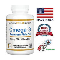 California Gold Nutrition, омега-3, риб'ячий жир преміальної якості, 100 капсул із риб'ячого желатину