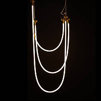 Гибкий светодиодный подвесной светильник-шланг белый с золотом 200 см