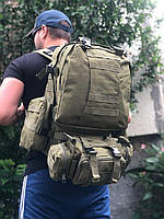 Тактичний рюкзак Хакі 60 л, рюкзак з підсумками для військових, міцний рюкзак, рюкзак військовий SNAP