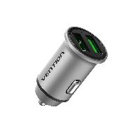 Автомобильное зарядное устройство Vention Mini-Style Car Charger Two-Port USB A+A Gray (FFAH0)