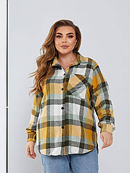 Жіноча кашемірова сорочка кардіган в клітинку. Розміри 46-48, 50-52, 54-56. Україна