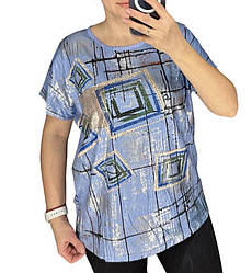 Жіноча футболка оверсайз із геометричним принтом, розмір 52/56. Фабричний Китай