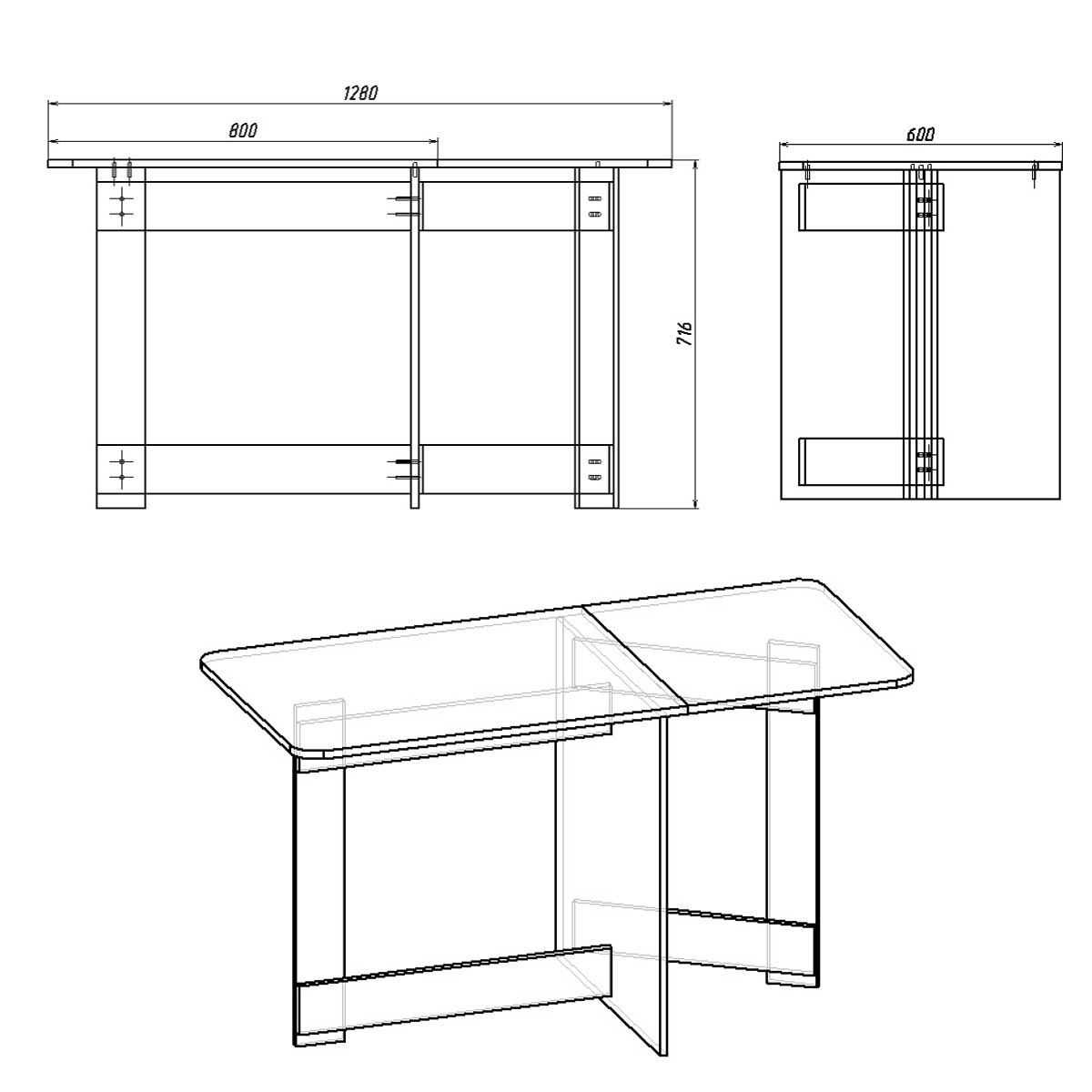 Стол книжка Компанит 6 Дуб сонома ZR, код: 161906 - фото 2 - id-p2111111882