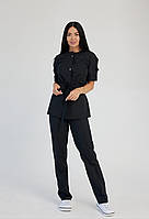 Жіночий медичний костюм Сабріна чорний - Костюм косметолога - Костюм масажиста