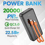 Power Bank повербанк J119A-20000 mAh Швидке заряджання Чорний, фото 3