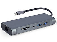 Док-станція USB-C 7в1 (концентратор 3.0/HDMI/VGA/PD/картридер/LAN/стереозвук) MegaLavka