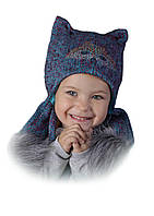 Зимняя шапка Лиска с ушками и помпончиками, размер 48-50 см