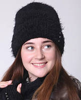 Зимняя шапка Arctic ОГ 55-58 см женская пушистая на флисе 076-Эмили чёрная