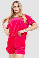 Домашний костюм велюровый, цвет розовый, 102R272-3