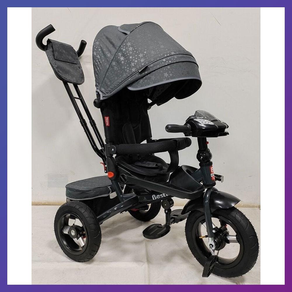 Дитячий триколісний велосипед коляска з пультом і поворотним сидінням Best Trike 6088 F-980-66 Сірий, фото 1