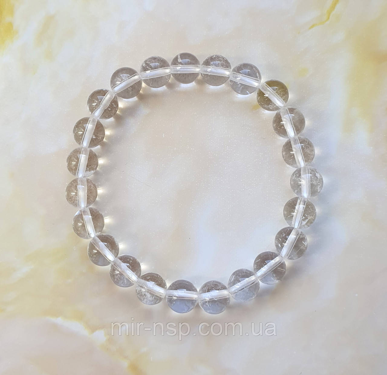 Браслет 100% натуральний Гірський кришталь 8 мм розмір 18,5, фото 1