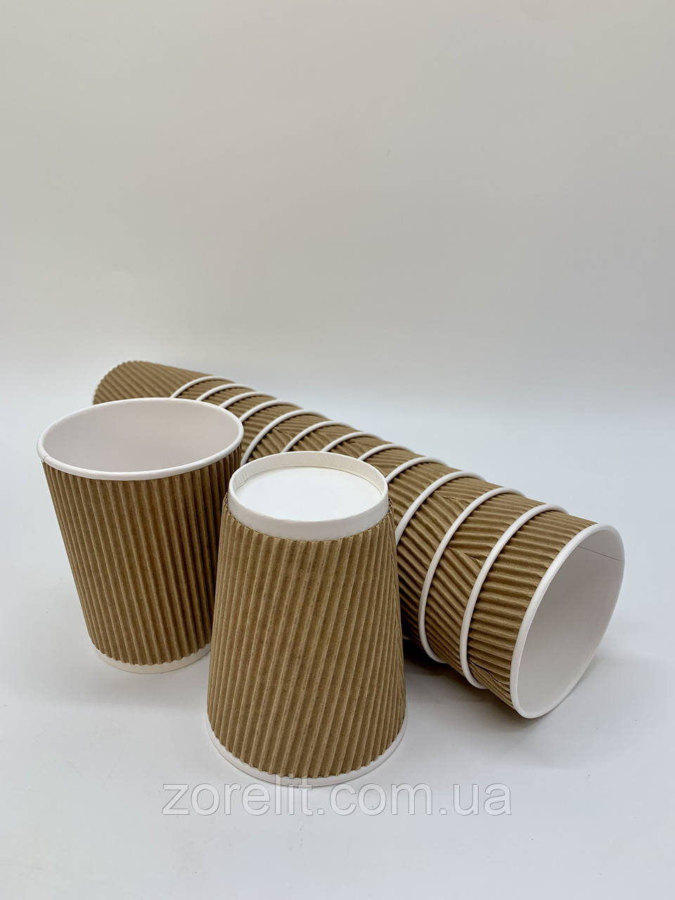 Стаканчик паперовий 250 мл гофрований, 15 шт/уп, фото 1