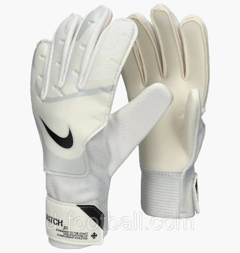 Вратарские детские перчатки Nike Goalkeeper Match Jr. FJ4864-100, Белый, Размер (EU) - 6 - фото 1 - id-p2111148981