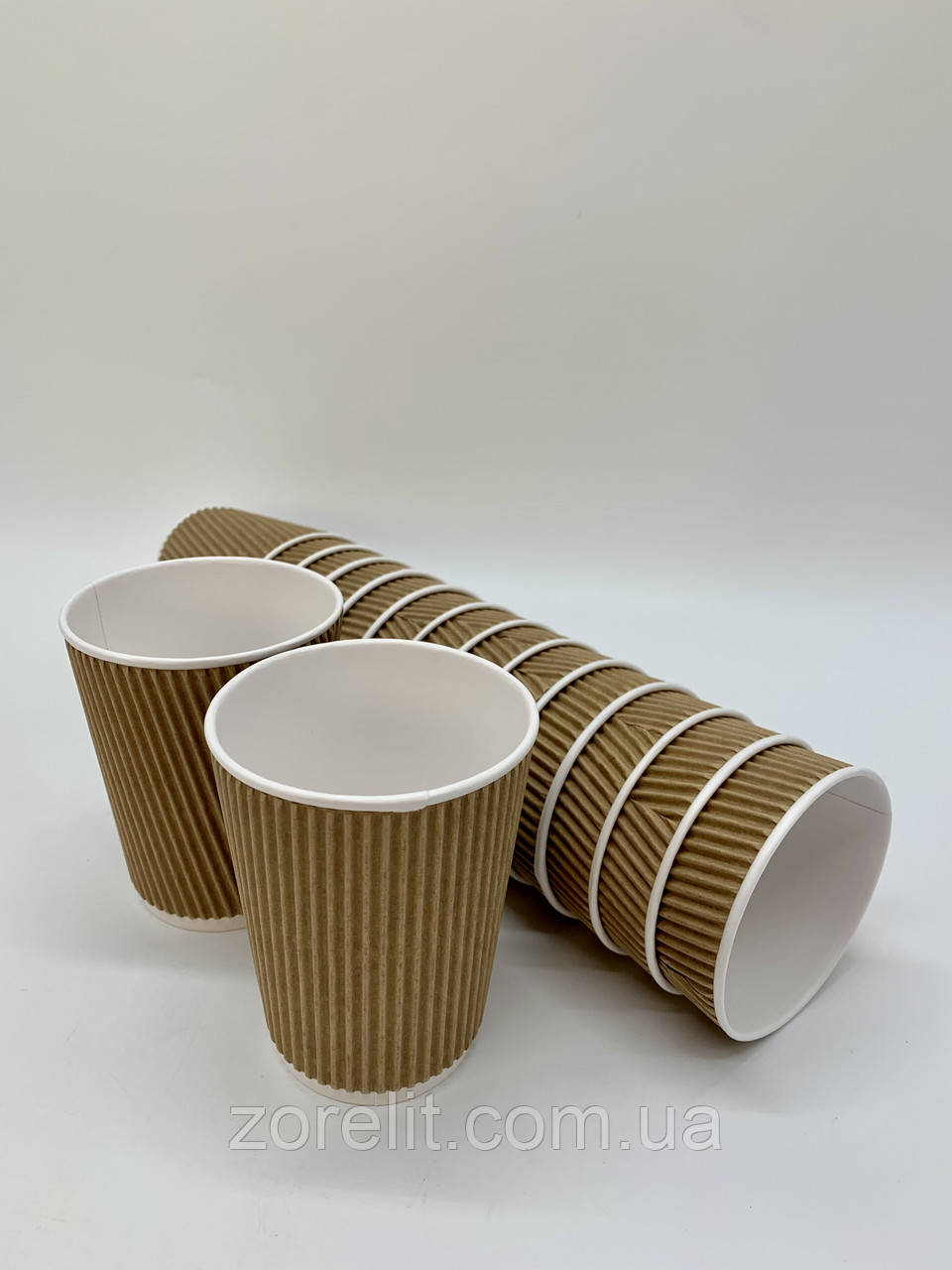 Стаканчик паперовий 340 мл гофрований, 15 шт/уп, фото 1